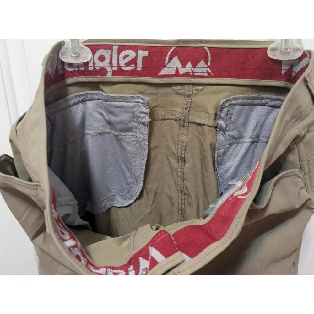 Wrangler Performance Men's Pants 38x32 Khaki Straight Leg Cargo Zip Pockets